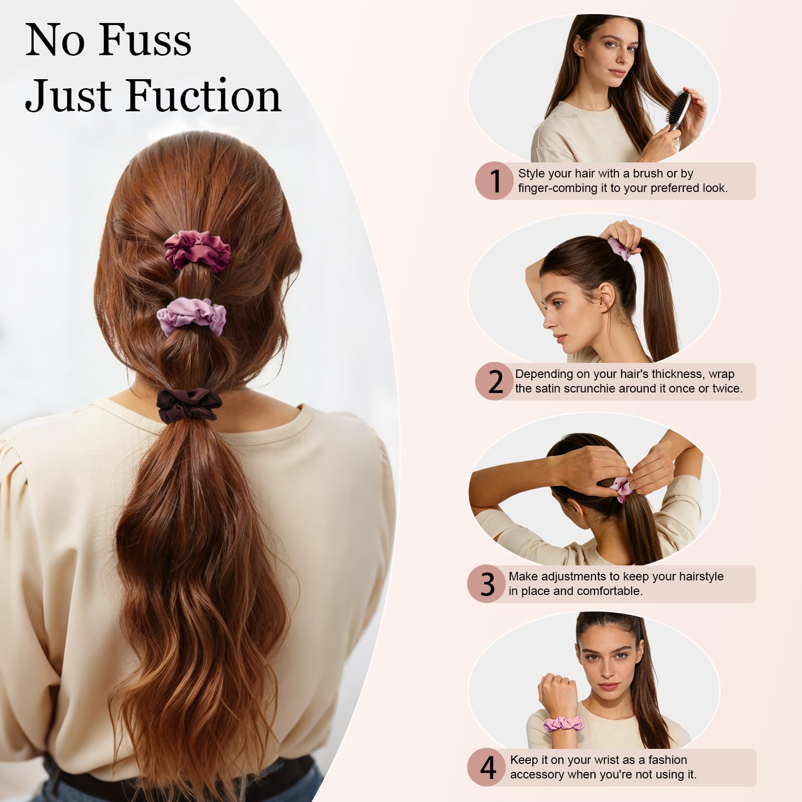 seven style serre-tetes satin ultra-petite rose conception pour cheveux doux et brillants