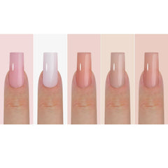 Ongles nude Sevgob longue carrée prêt à poser sans limage.