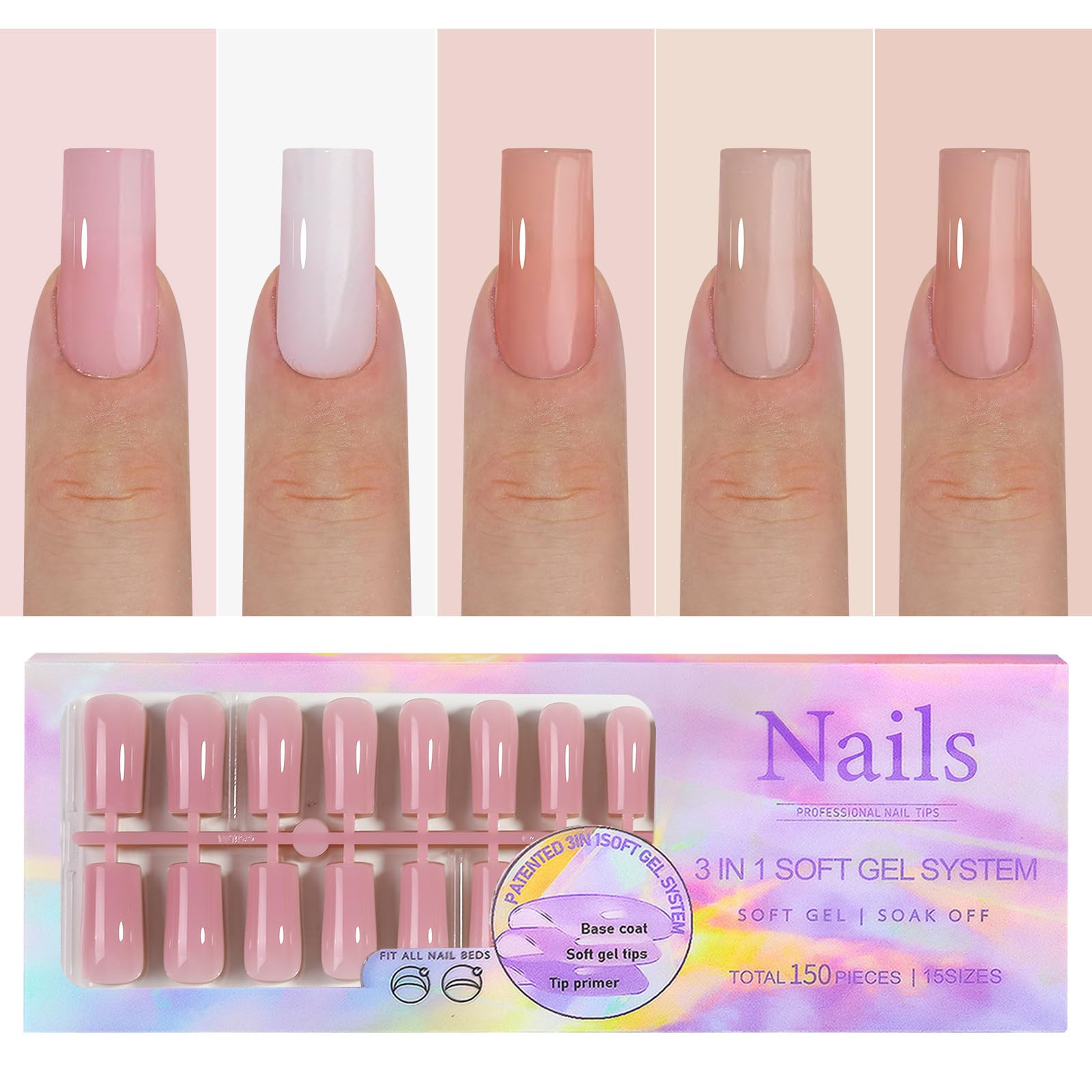 Ongles nude Sevgob longue carrée look naturel et élégant.