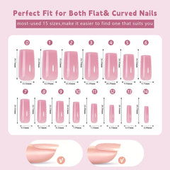 Ongles nude Sevgob longue carrée compatibles gel et pose facilitée.