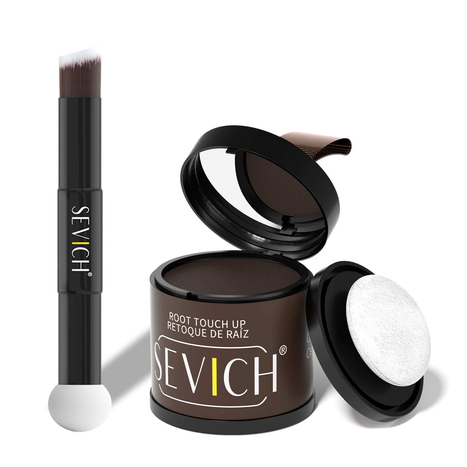 Sevich Poudre Ligne Capillaire compact ouvert, couverture discrète et naturelle.
