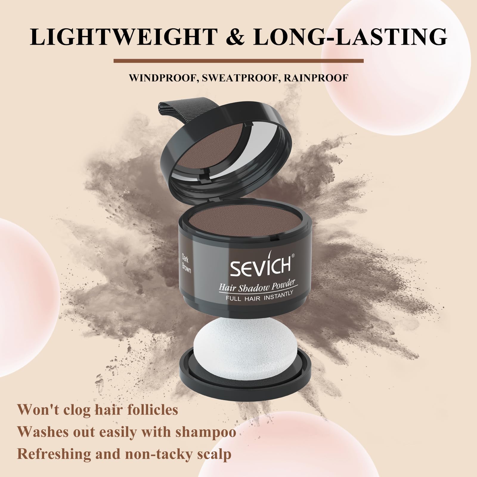 SEVICH Poudre Ligne Cheveux – compact avec miroir et pinceau intégré.