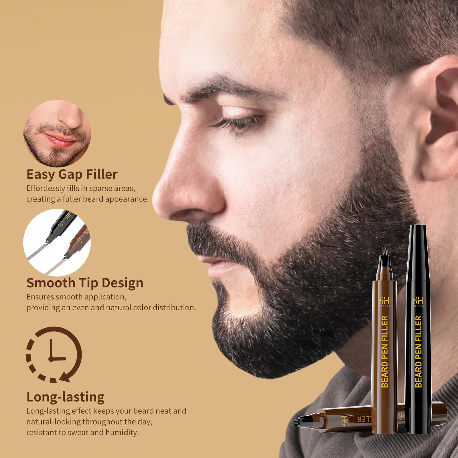 SEVICH Stylo barbe noir couverture jusqu a 48 heures sans retouches.