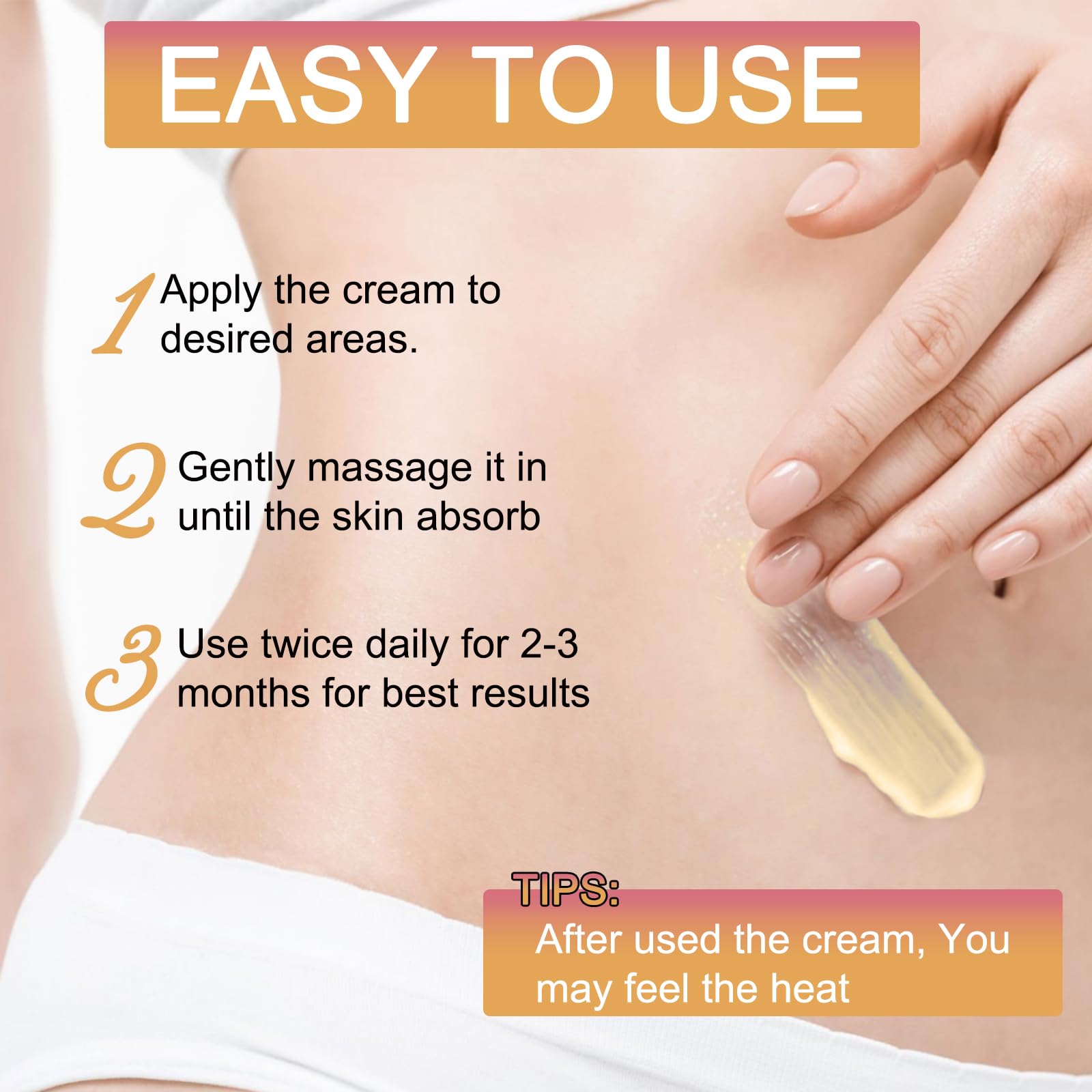 SEWOG B Flat Belly Cream massage quotidien après la douche.
