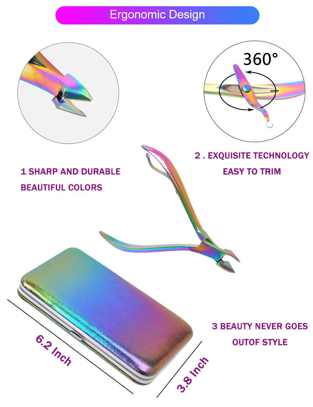 SFYDOM ciseaux ongles arc-en-ciel précision pour ongles nets