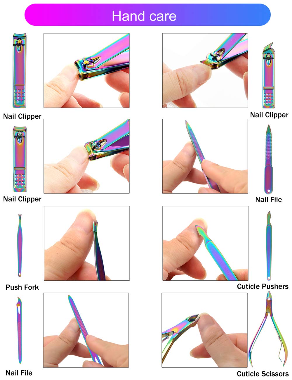 SFYDOM lime-ongles arc-en-ciel finition lisse