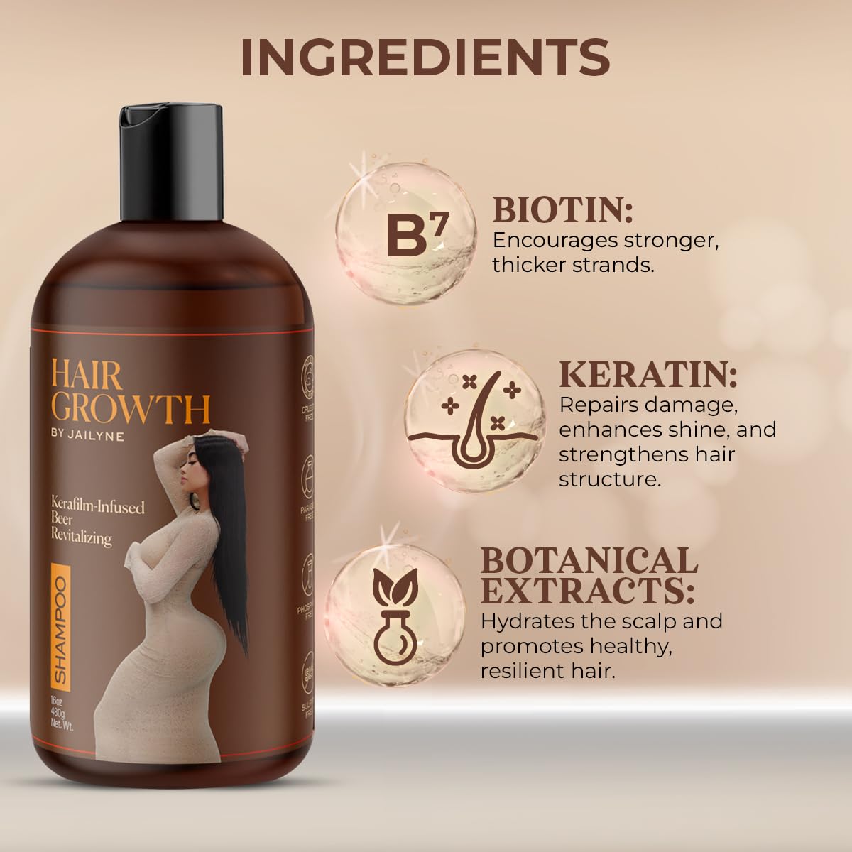Shampoing croissance cheveux Jailyne Ojeda – texture crème, lavage quotidien doux pour tous types de cheveux.