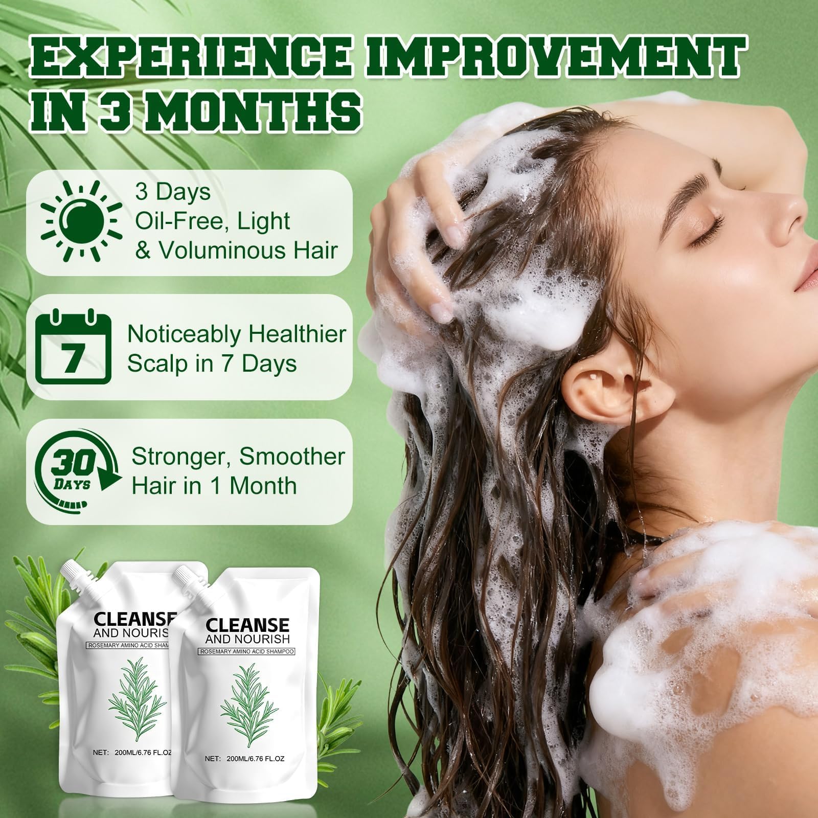 Shampooing romarin acides aminés – parfum frais de romarin qui rafraîchit la routine.