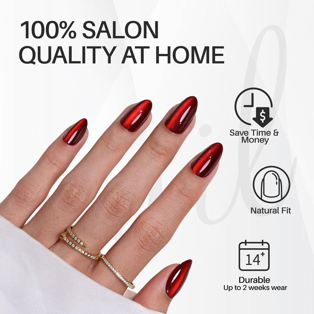SHANGMENG ongles cat-eye vin foncé, brillance durable pour le quotidien.