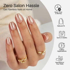 Application des ongles ShangMeng Nude Chrome avec colle, tenue durable au quotidien