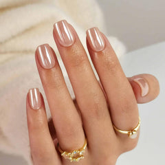 Ongles ShangMeng Nude Chrome dans la boîte, prêt-à-poser pour salon à domicile