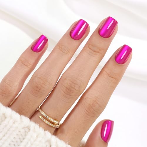 SHANGMENG onglets à poser rose fluo dans la boîte, solution rapide pour manicure maison
