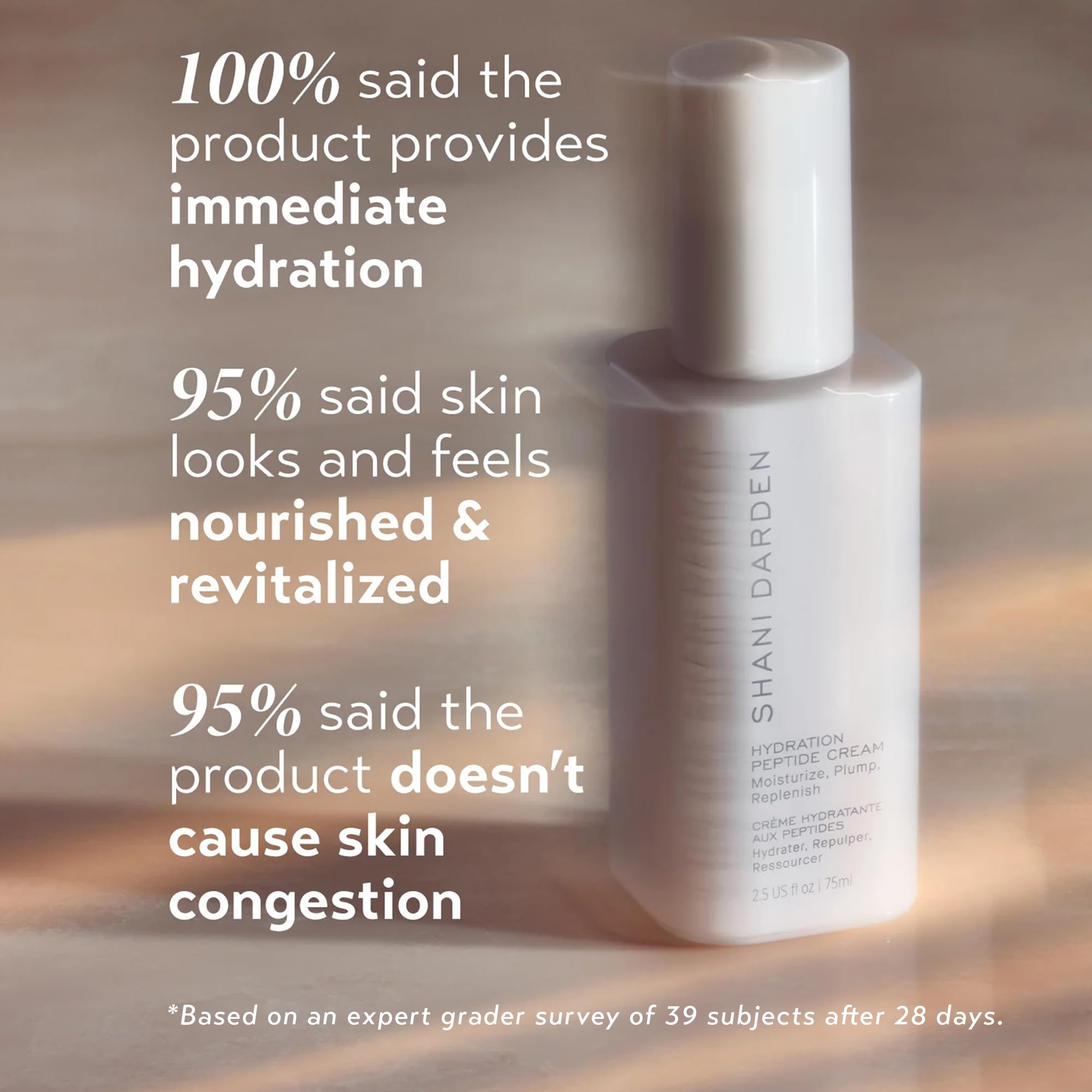 Formulation vegan et sans parfum de SHANI DARDEN Hydration Peptide Cream.