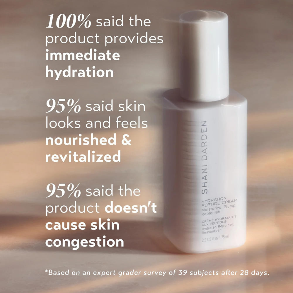 Formulation vegan et sans parfum de SHANI DARDEN Hydration Peptide Cream.