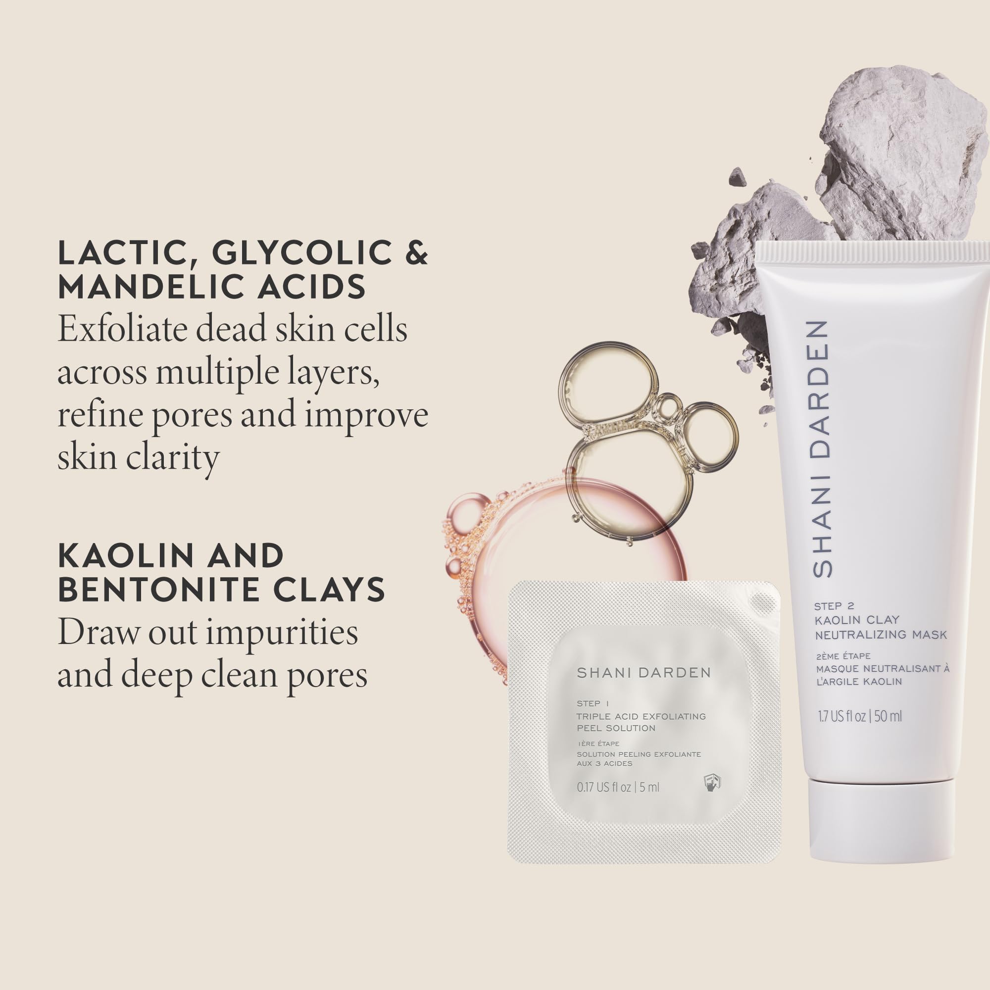 Masque neutralisant Kaolin SHANI DARDEN pour clarifier la peau après peeling.