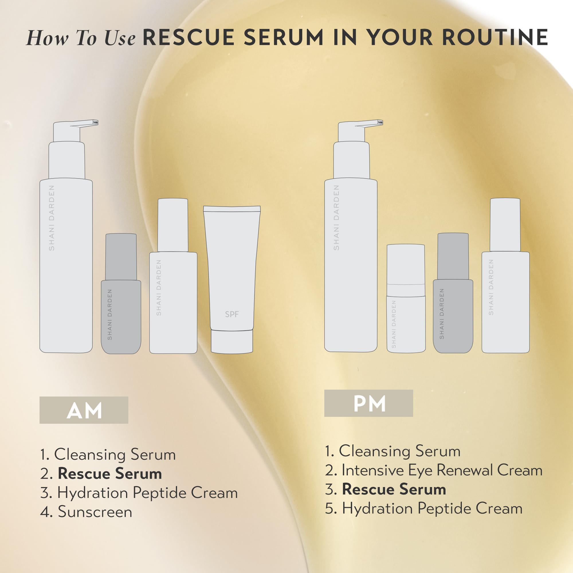 Sérum Rescue DARDEN, flacon pompe, soin visage léger et non comédogène.