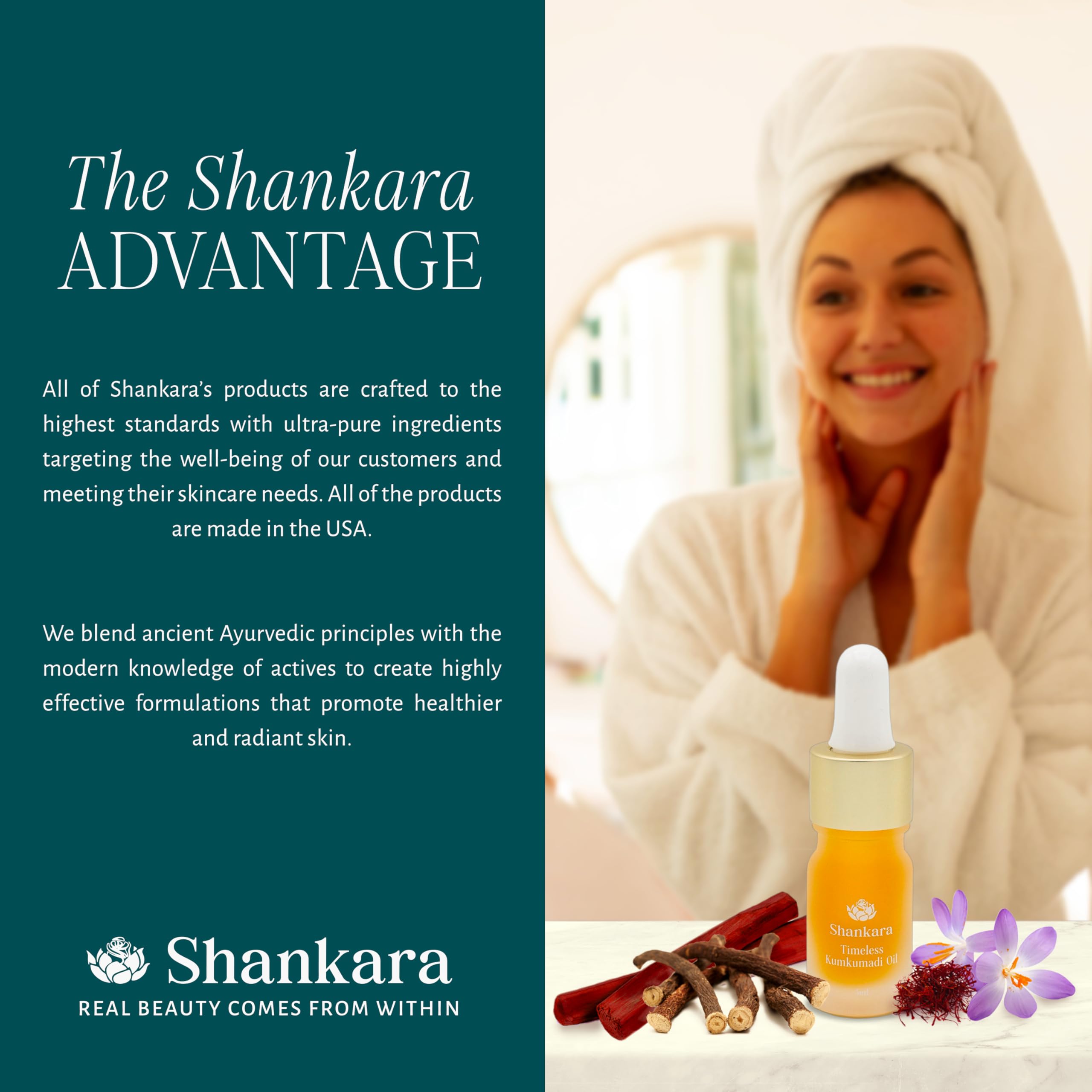 Shankara Kumkumadi Oil travel size 5ml fits in your kit