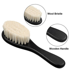 Ensemble Shappy de deux brosses barbier noir et beige, design classique.
