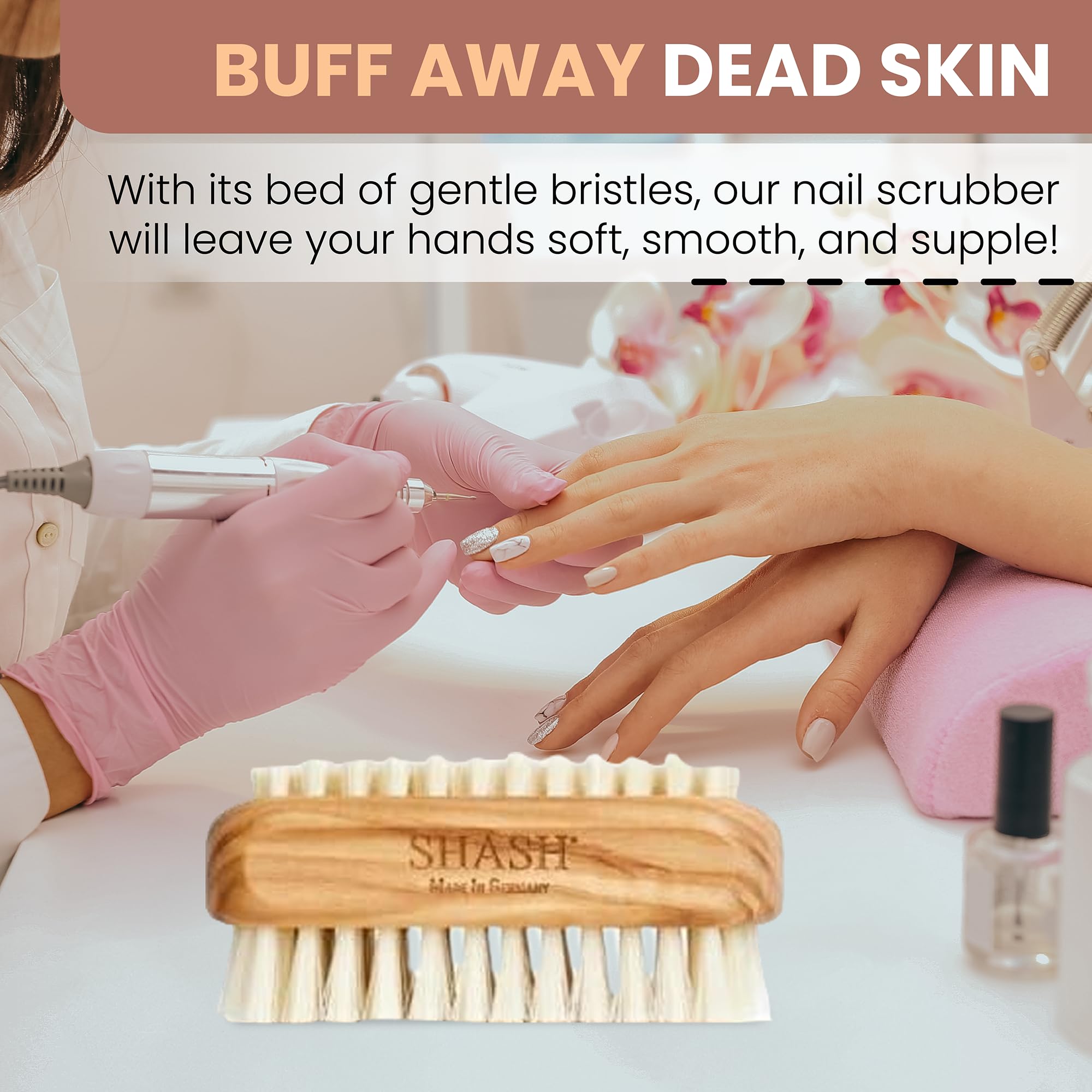 Brosse SHASH pour manucure maison – résultats propres et nets.