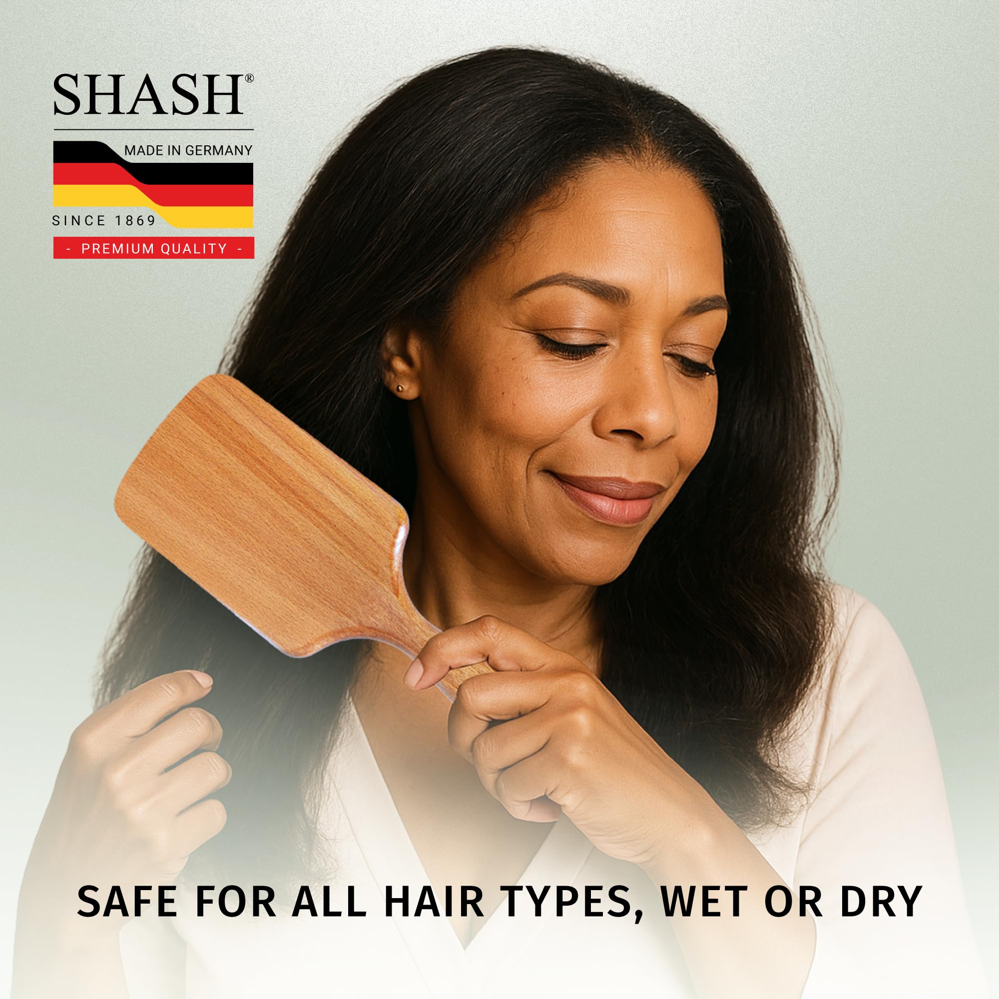 SHASH brosse paddle idéale pour extensions, démêle sans accrocher les mèches.