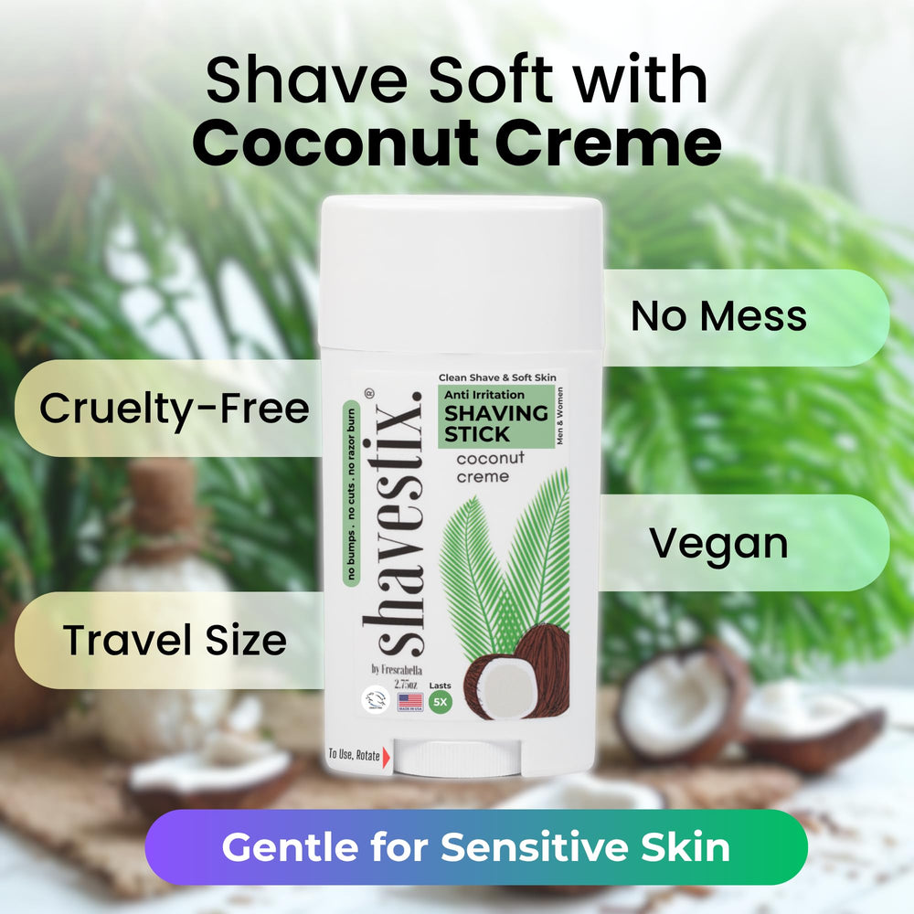 Shavestix roll-on applicator demonstrates mess-free shaving in hand.