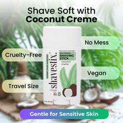 Shavestix roll-on applicator demonstrates mess-free shaving in hand.