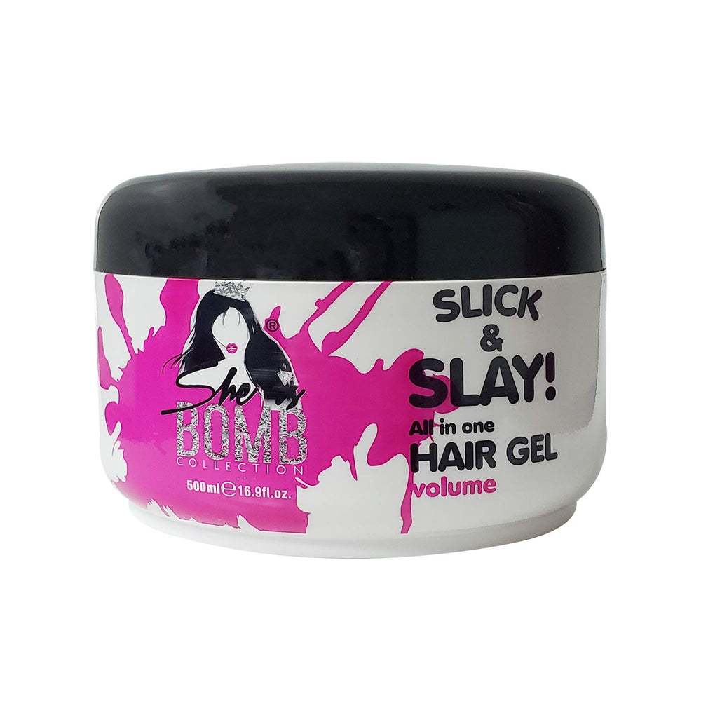 Gel coiffant She Is Bomb Collection, bouteille prête pour un style slick durable.