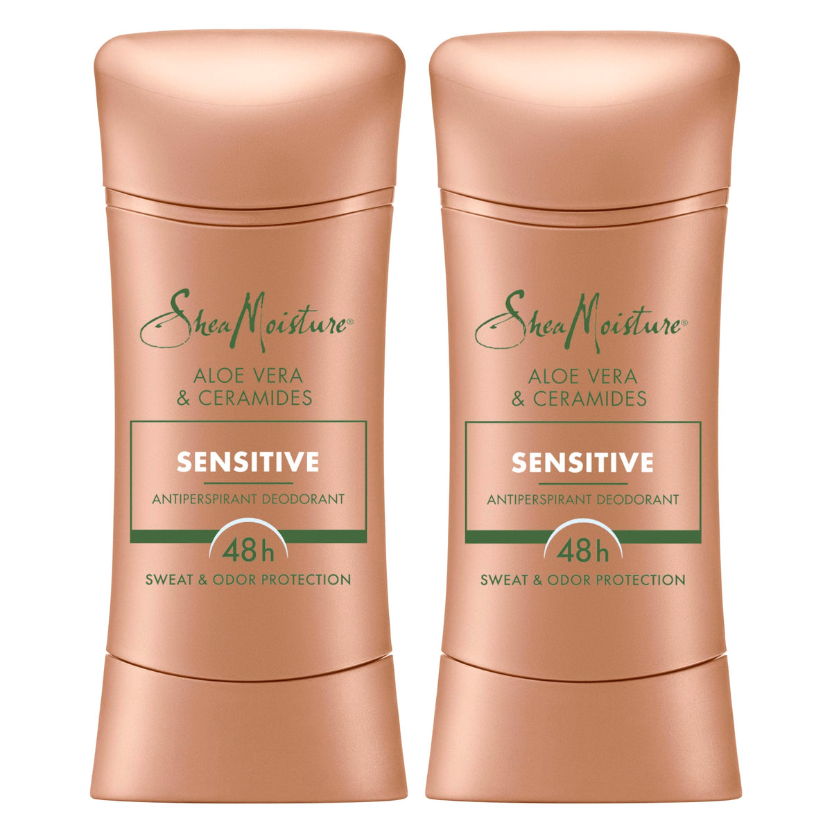 Sheamoisture Antiperspirant Stick Sensitive Aloe-Céramides, Bouteille : douceur et protection durable.