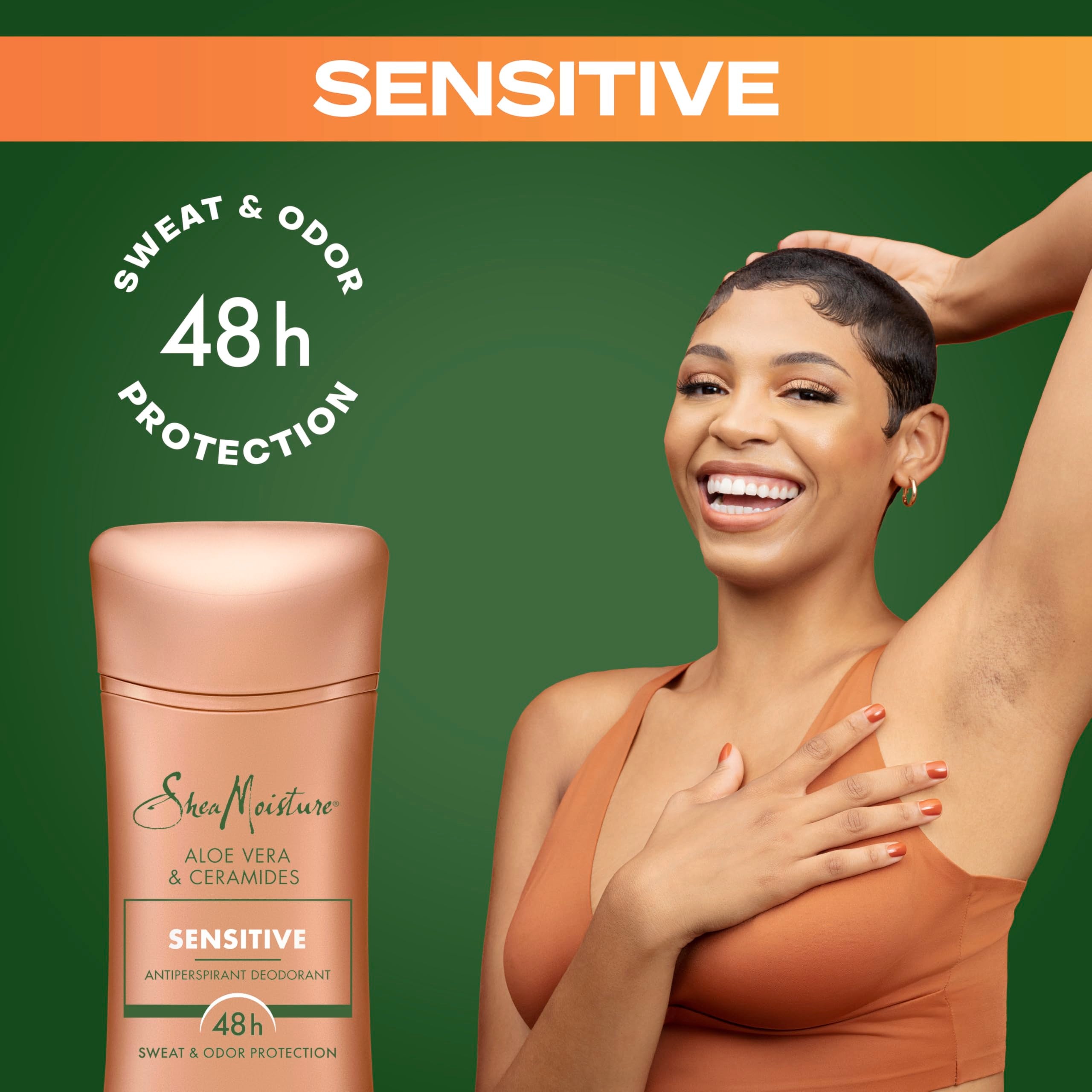 Sheamoisture Antiperspirant Stick Sensitive, Protection 48H sans irritation.