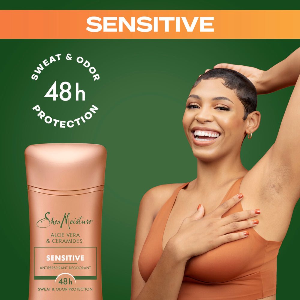 Sheamoisture Antiperspirant Stick Sensitive, Protection 48H sans irritation.