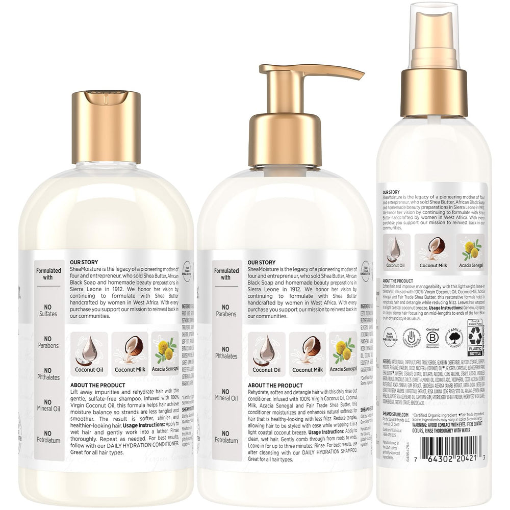 SheaMoisture Après-Shampoing Daily Hydration – flacon élégant, démêle et adoucit les cheveux.