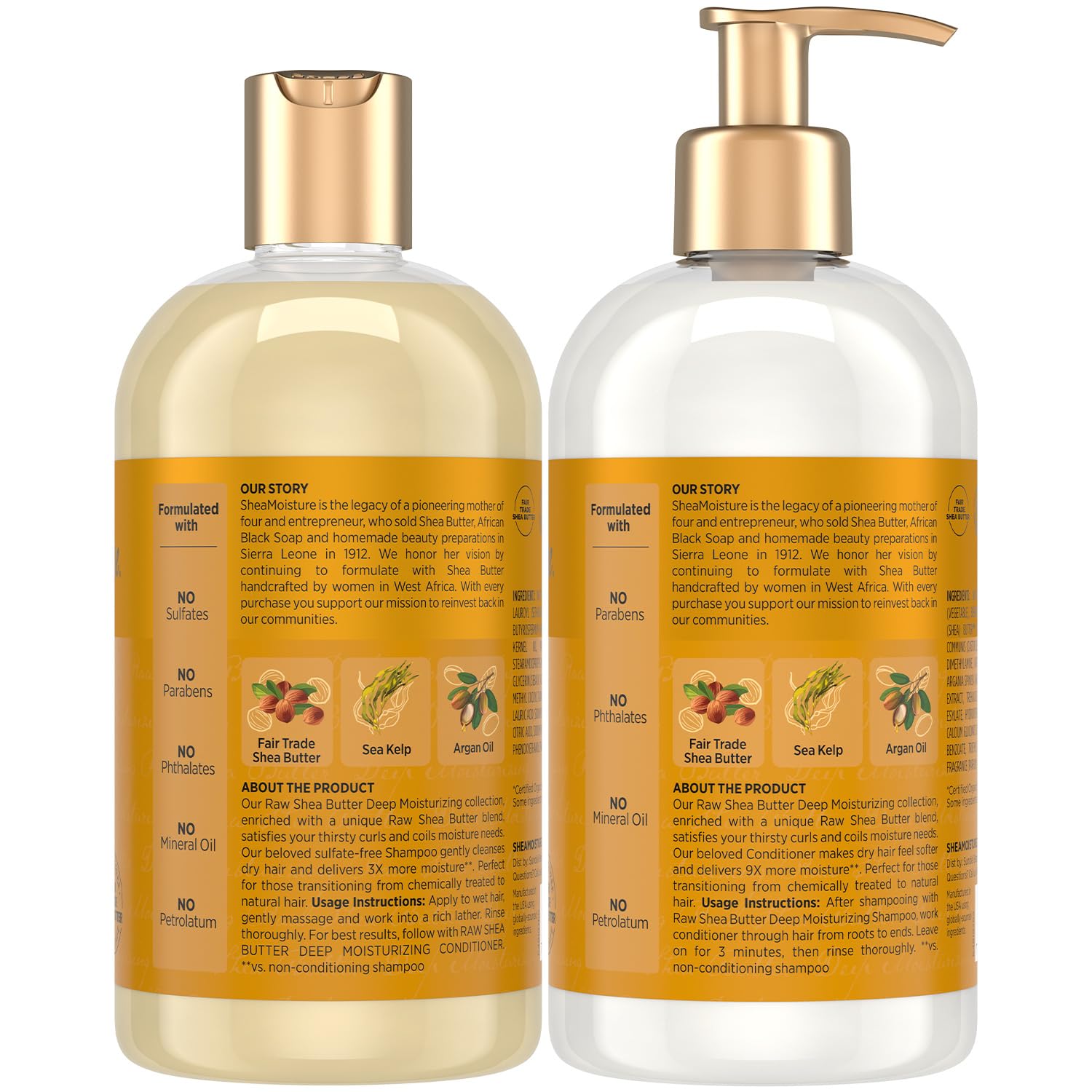 Après-shampooing SheaMoisture, bouteille montrant hydratation profonde pour boucles