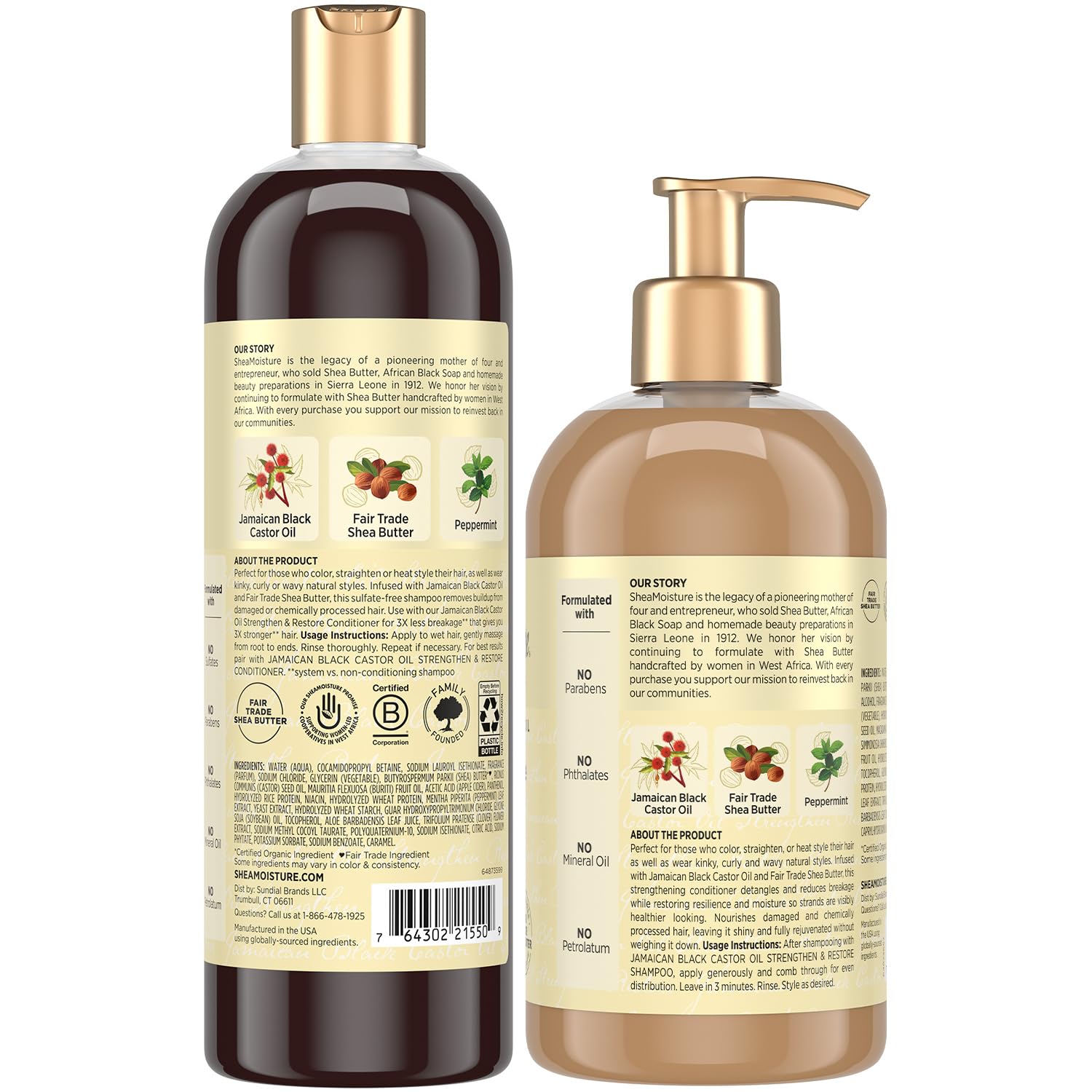 Après-shampooing SheaMoisture – tube renforçant, cheveux plus forts et faciles à démêler.