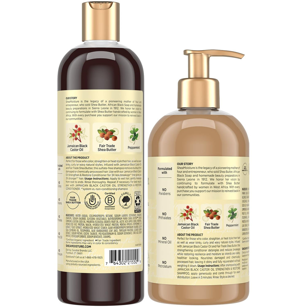 Après-shampooing SheaMoisture – tube renforçant, cheveux plus forts et faciles à démêler.