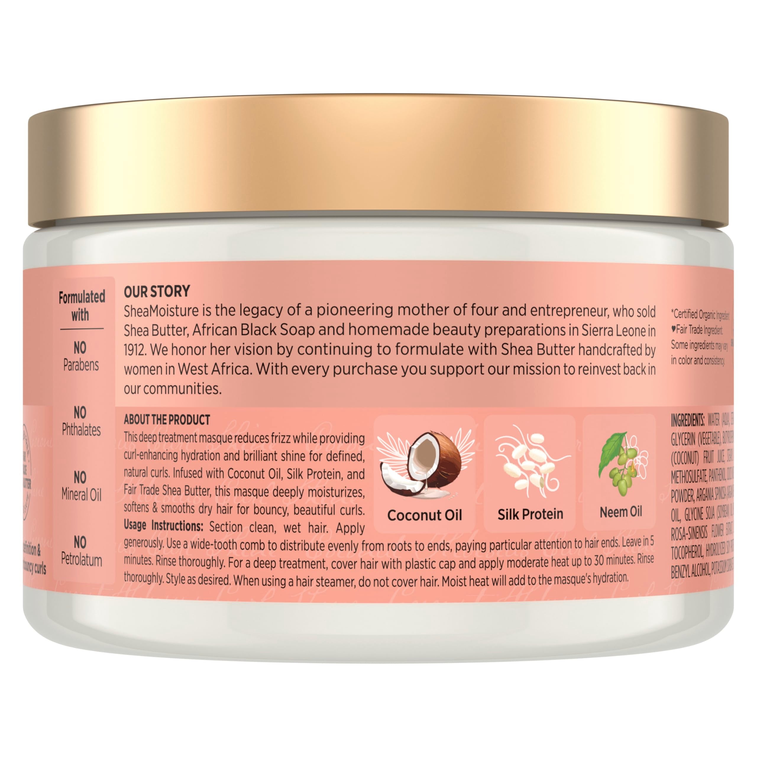 Beurre de karité bio SheaMoisture nourrit en profondeur les cheveux secs.