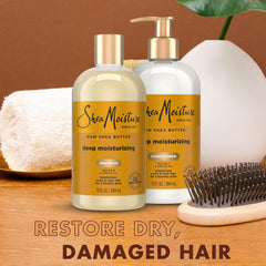 Beurre de karité SheaMoisture, pot visible, nourrissant les cheveux secs