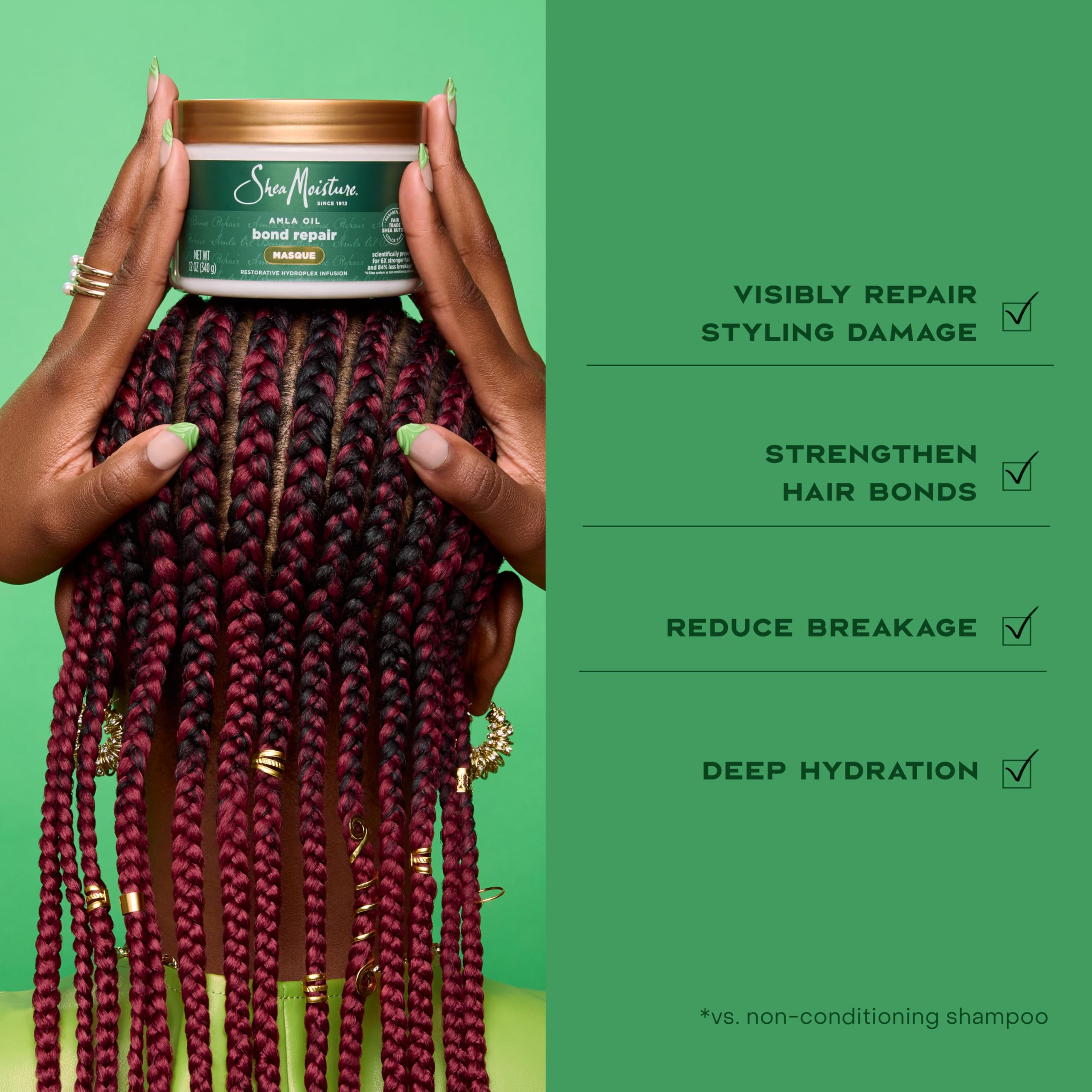 SheaMoisture Bond Repair Masque – brins endommagés réparés et cassure réduite visiblement