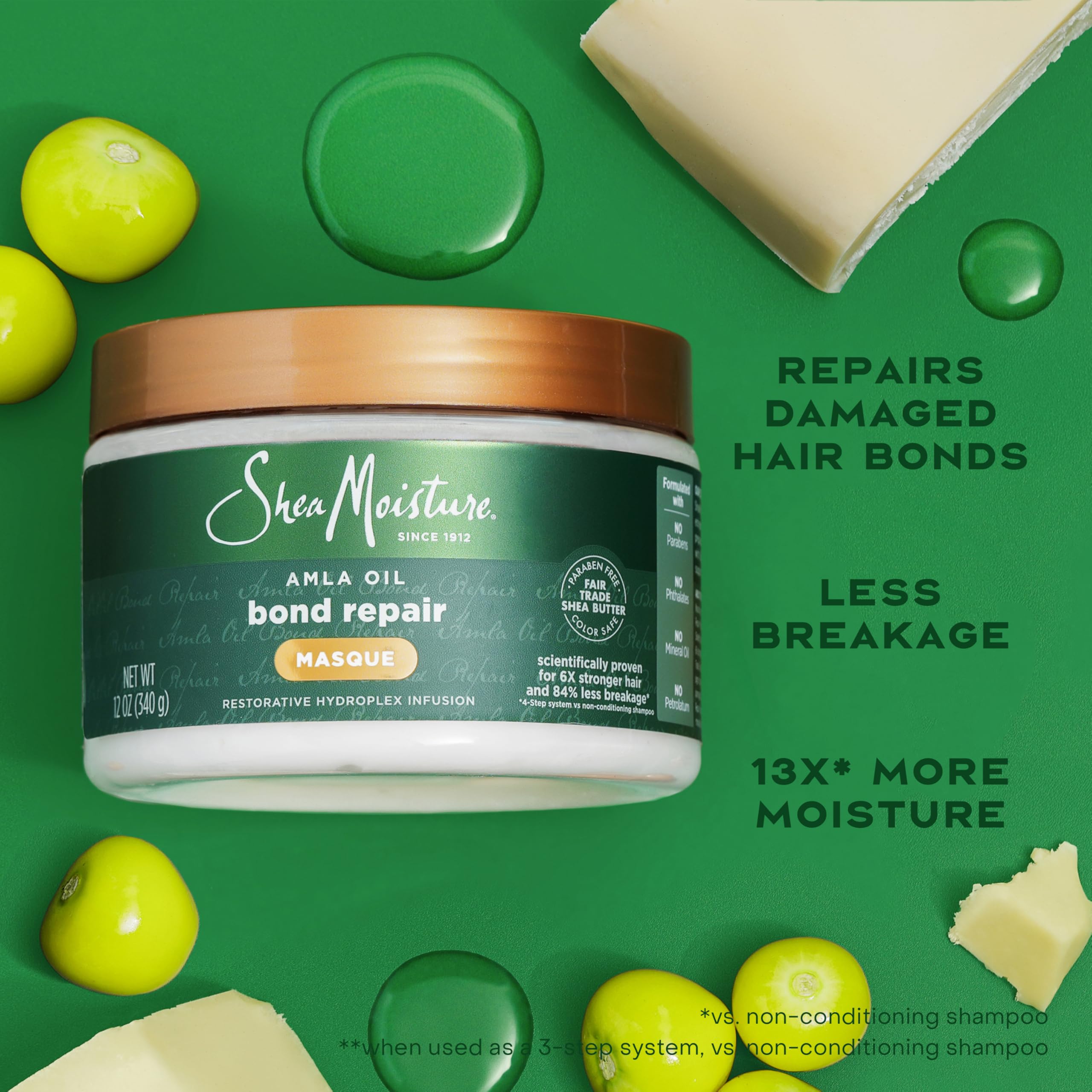 SheaMoisture Bond Repair Masque – emballage durable reflétant l’engagement Fair Trade
