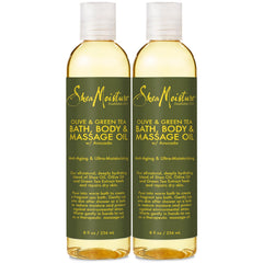 SheaMoisture Olive & Thé Vert – flacon élégant prêt pour spa à domicile.