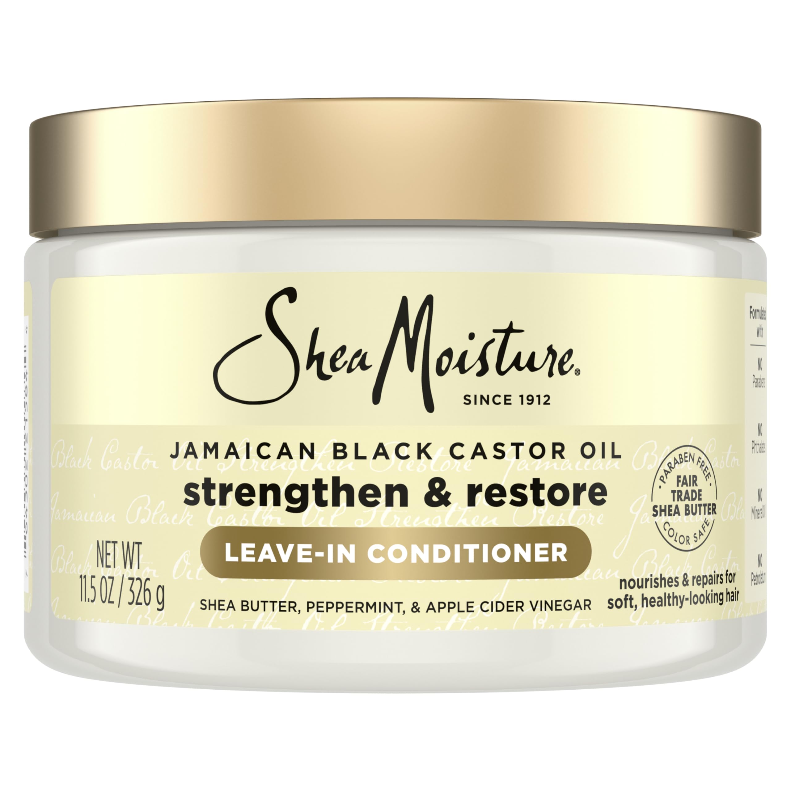 SheaMoisture huile ricin noire jamaïcaine: bouteille visible, démêlage en douceur.
