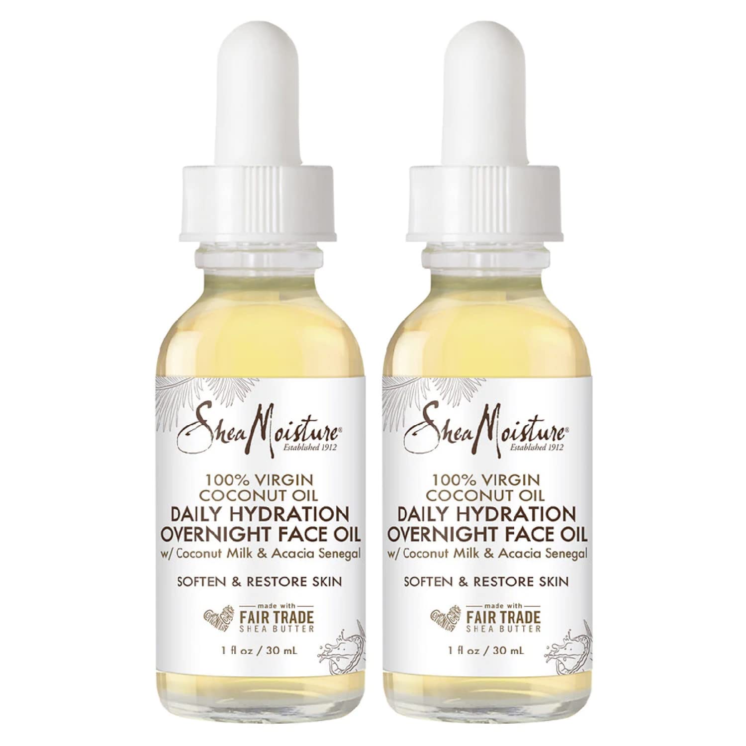 Sheamoisture coconut oil for face bottle promoting overnight hydration