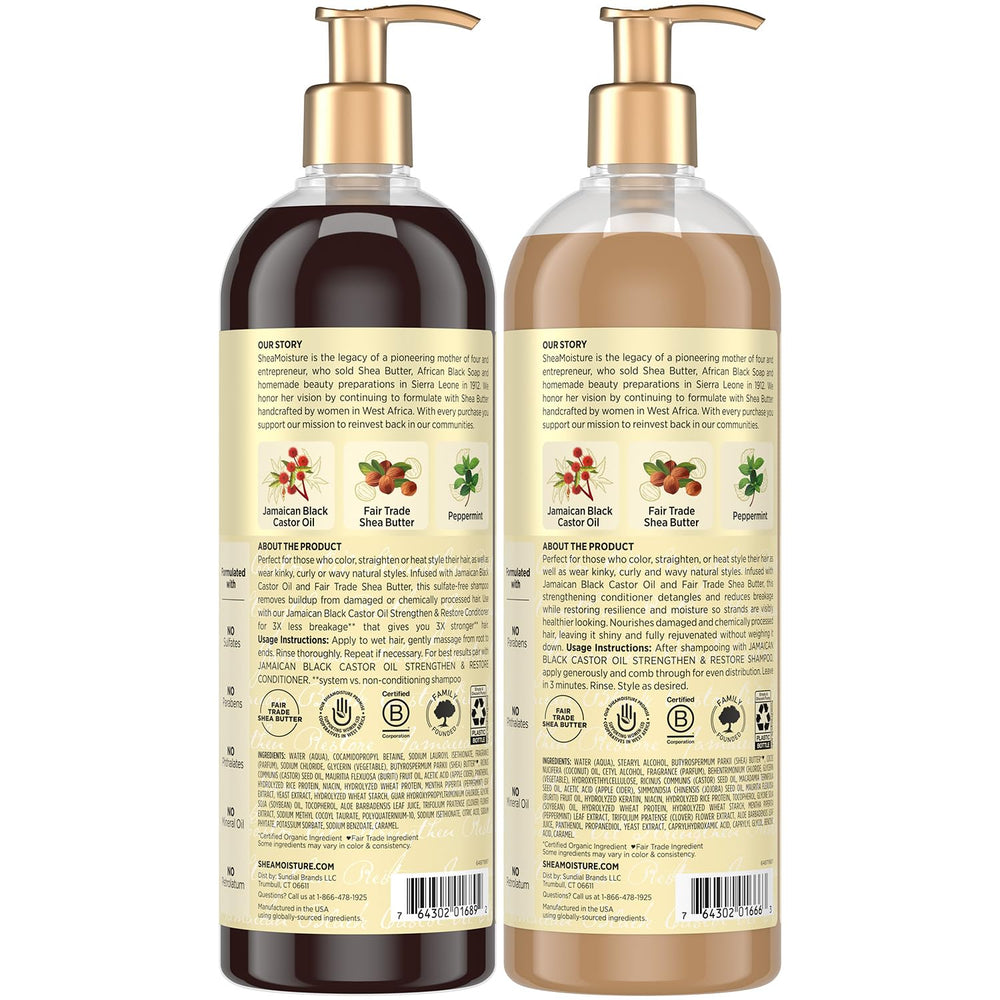 Après-shampoing SheaMoisture en bouteille-pompe, nourrit et démêle en douceur.