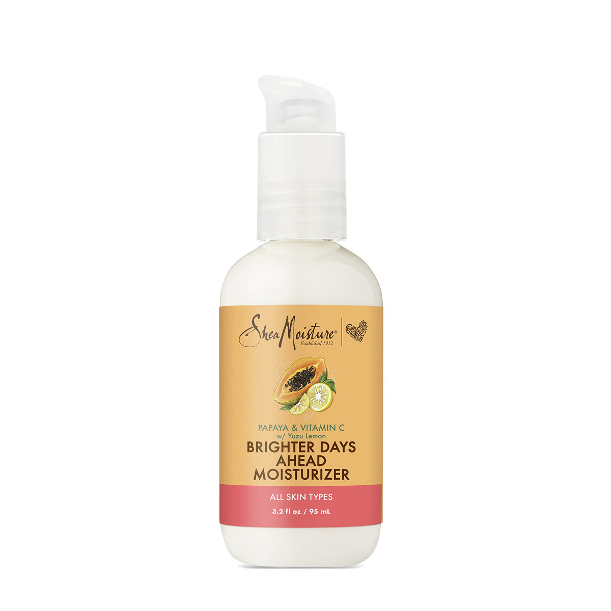 SheaMoisture crème visage Papaye Vitamine C — bouteille montrant texture légère et hydratation