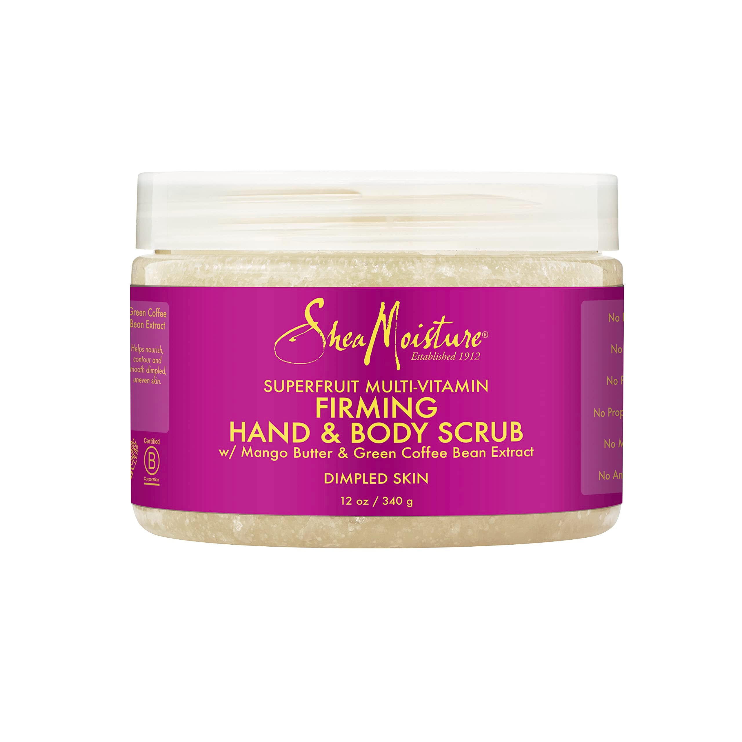 Sheamoisture exfoliant mains et corps, texture riche pour peau douce et revitalisée