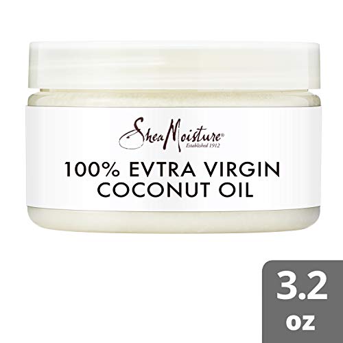 Huile de coco SheaMoisture, application-peau, soin léger pour visage et mains.