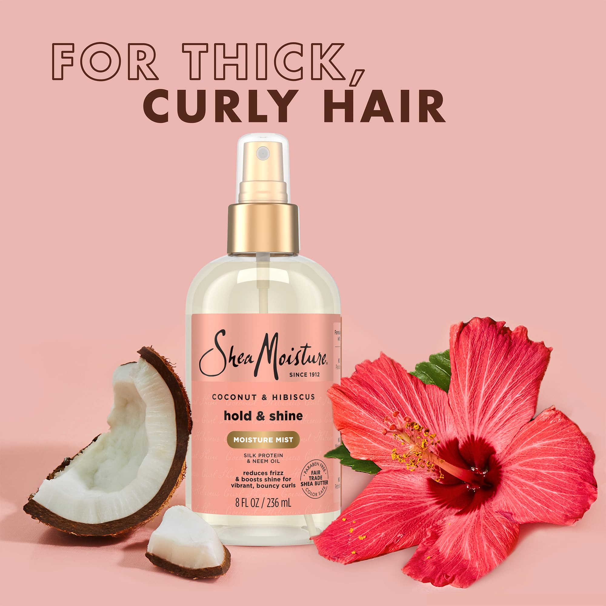 Huile de coco et protéines de soie – ingrédients nourrissants pour les boucles.
