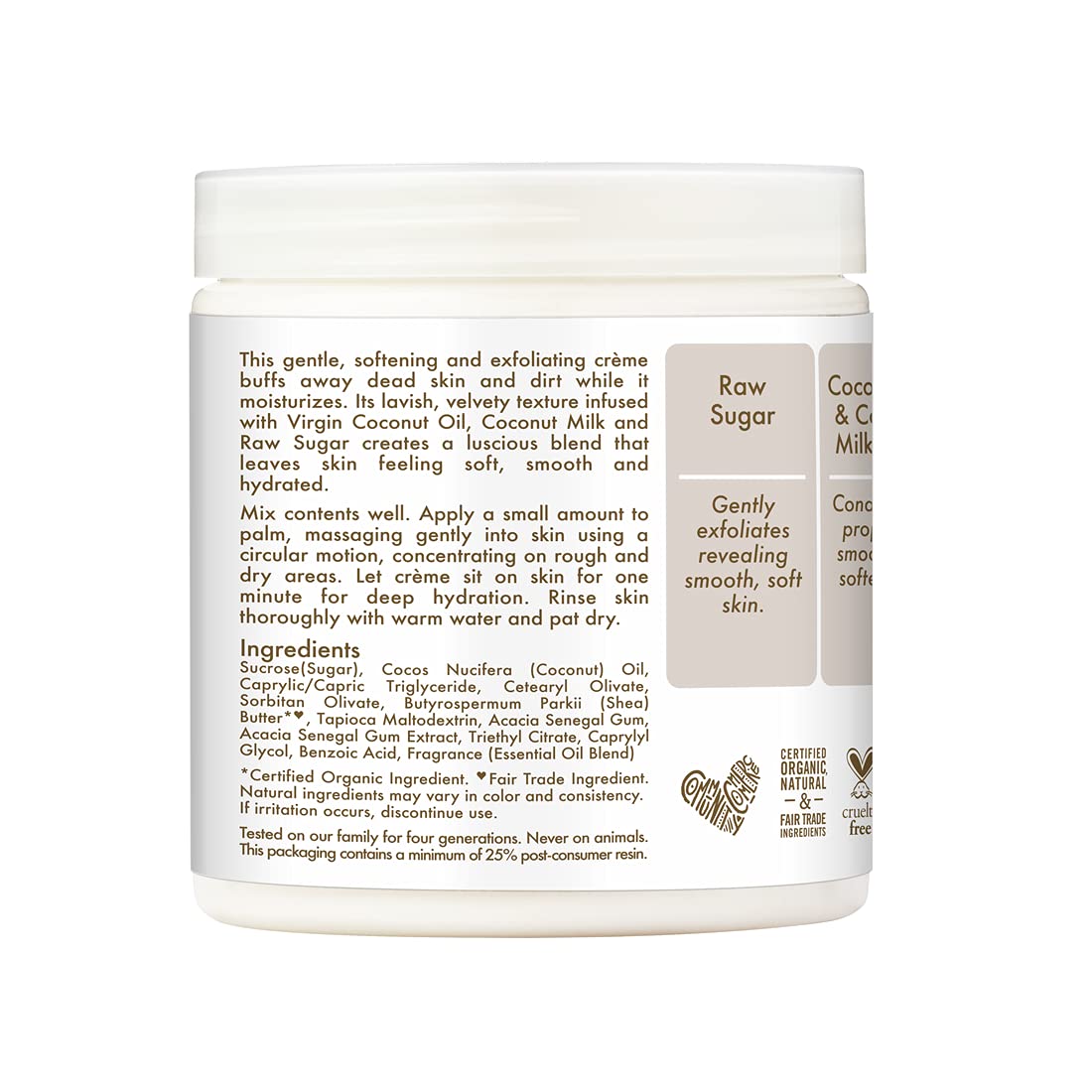 SheaMoisture ingrédients: huile-de-coco et lait-de-coco pour douceur nourrissante.