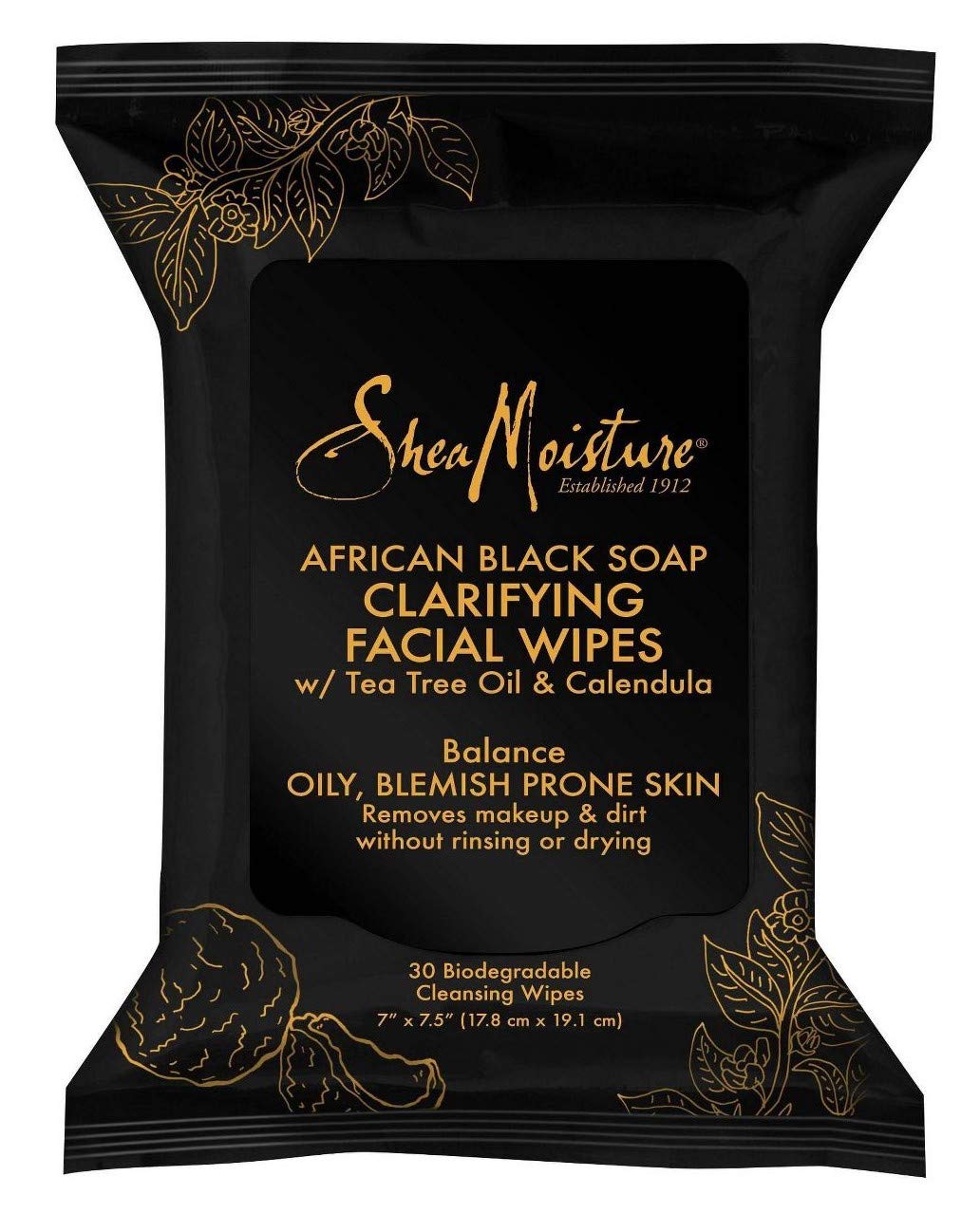 Lingettes visage SheaMoisture emballage pratique pour démaquillage sans rinçage