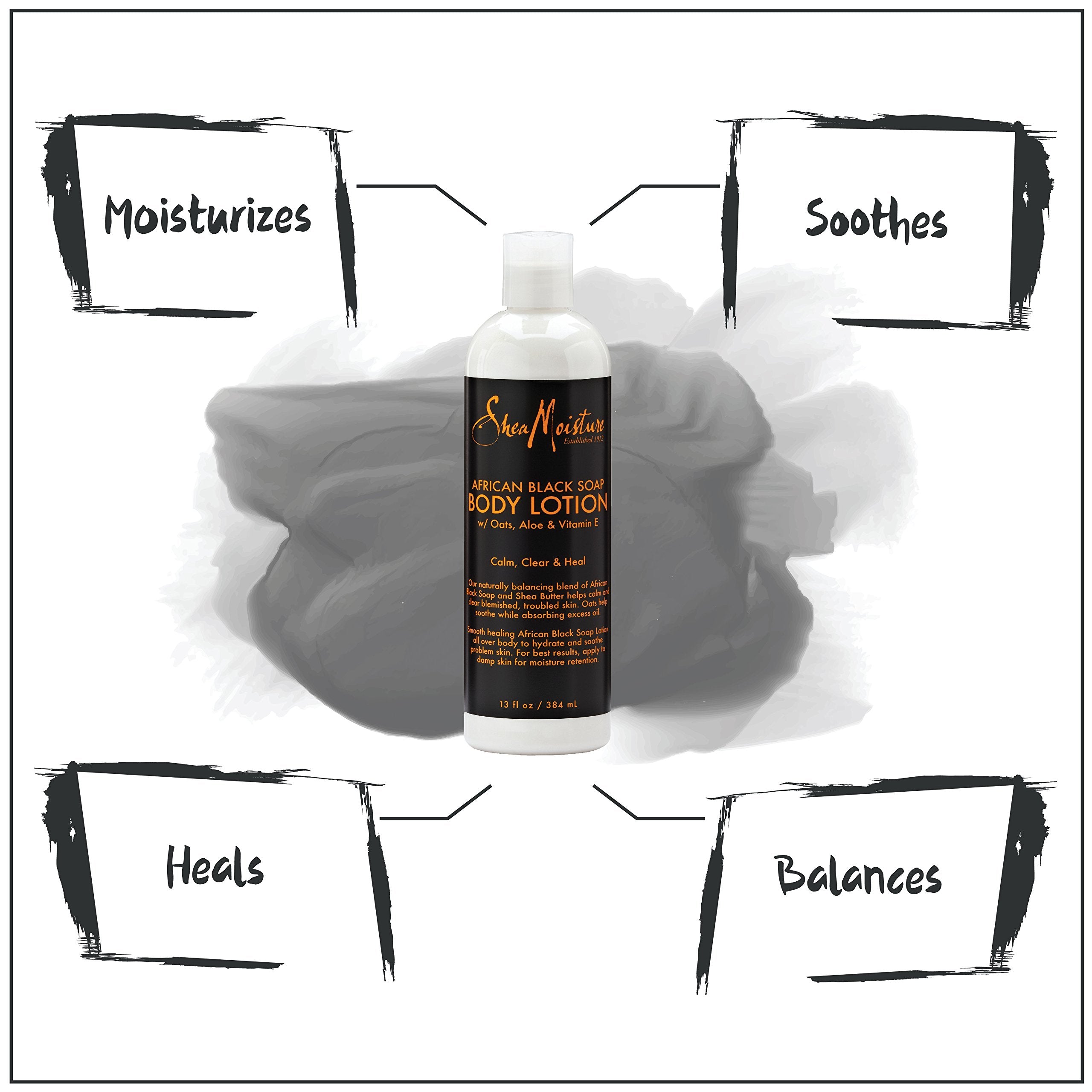 SheaMoisture lotion en bouteille, application douce sur peau humide.