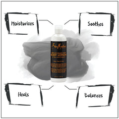 SheaMoisture lotion en bouteille, application douce sur peau humide.